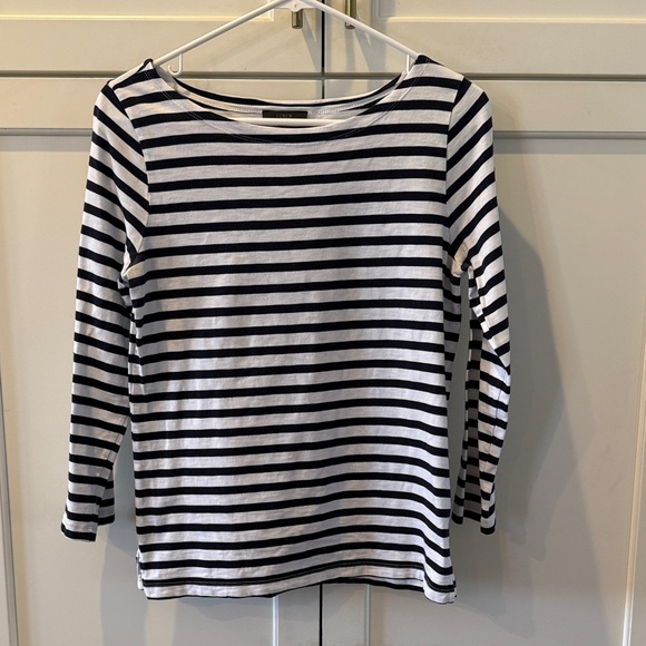 J. Crew Tops - 100% cotton J. Crew Navy and White Striped Long Sleeve Tee